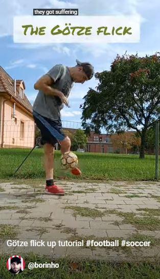 Football freestyle trick Götze flick up tutorial video